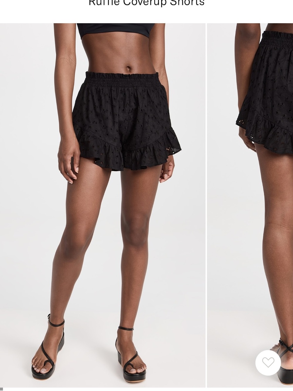 Playa Lucia Black Ruffle Eyelet Shorts